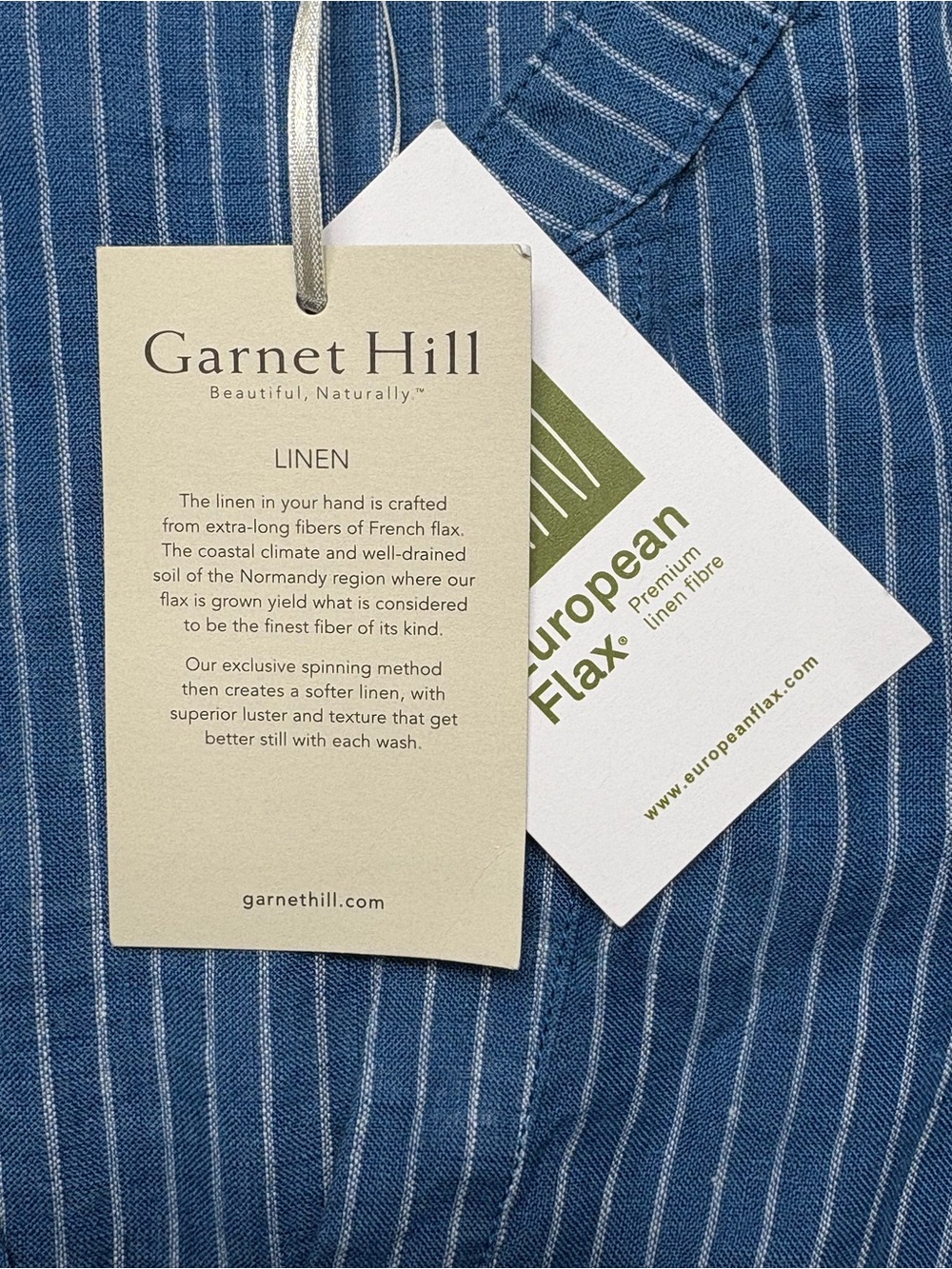 NWT Garnet Hill Blue White Striped Linen European Flax Tunic Dress M - Picture 11 of 12